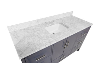 California 60-inch Single Vanity with Carrara Marble Top