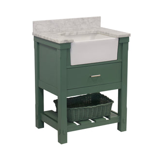 Charlotte 30-inch Farmhouse Vanity with Carrara Marble Top