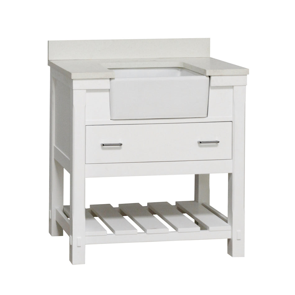 Charlotte 36" Farmhouse Bathroom Vanity with Apron Sink & Quartz Top ...