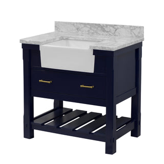 Charlotte 36-inch Farmhouse Vanity with Carrara Marble Top