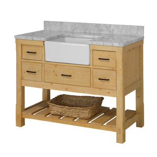 Charlotte 48-inch Farmhouse Vanity with Carrara Marble Top