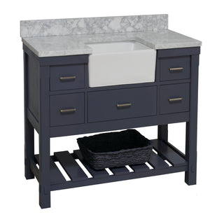 charlotte 48 inch farmhouse sink marine gray bathroom vanity carrara marble countertop