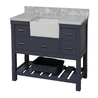 Charlotte 48-inch Farmhouse Vanity with Carrara Marble Top