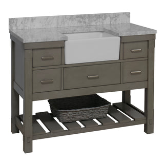 charlotte 48 inch farmhouse sink weathered gray bathroom vanity carrara marble countertop