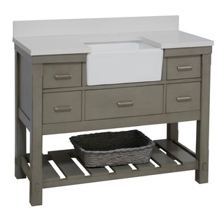 charlotte 48 inch farmhouse sink weathered gray bathroom vanity quartz countertop