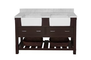 Charlotte 60-inch Double Farmhouse Vanity with Carrara Marble Top