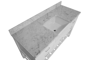 Charlotte 60-inch Single Farmhouse Bathroom Vanity White Marble - Countertop