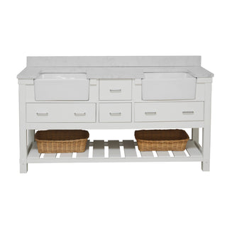 Charlotte 72-inch Farmhouse Double Vanity with Engineered Carrara Top