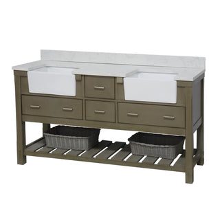 Charlotte 72-inch Farmhouse Double Vanity with Engineered Carrara Top