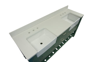 Charlotte 72-inch Double Sink Green Farmhouse Bathroom Vanity Quartz Top - Countertop