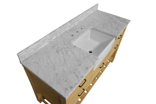Charlotte 60-inch Single Farmhouse Bathroom Vanity Natural Wood Marble - Countertop