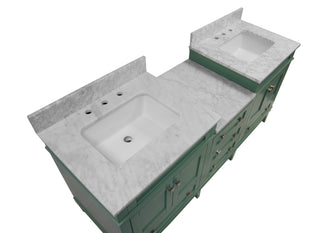 Eleanor 72" Double Bathroom Vanity Green Cabinet Carrara Marble - Countertop