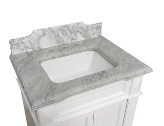 Elizabeth 30-inch Vanity with Carrara Marble Top