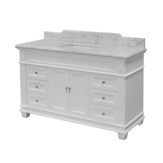 Elizabeth 60-inch Single Vanity White Cabinet Carrara Top - Side
