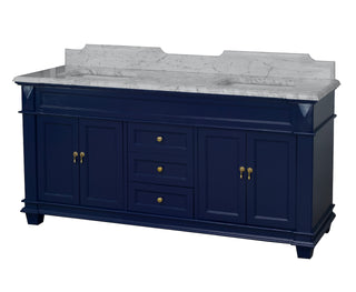 Elizabeth 72-inch Double Sink Blue Bathroom Vanity Carrara Marble Top - Side