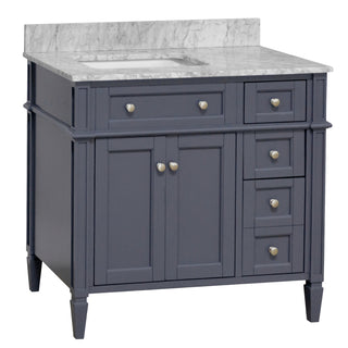 hailey 36 inch marine gray bathroom vanity carrara marble countertop