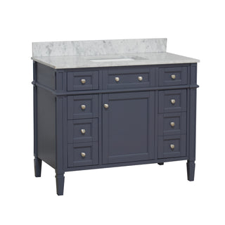 hailey 42 inch marine gray bathroom vanity carrara marble countertop