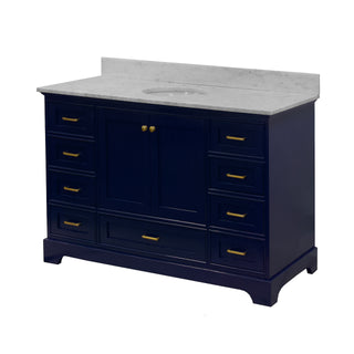Harper 60-inch Single Vanity Royal Blue Cabinet Carrara Marble Top - Side