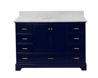 Harper 60-inch Single Vanity Royal Blue Cabinet Carrara Marble Top - Front