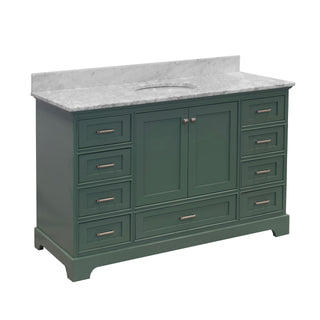 Harper 60-inch Single Vanity Sage Green Cabinet Carrara Marble Top - Side