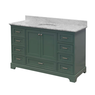 Harper 60-inch Single Vanity Sage Green Cabinet Carrara Marble Top - Side