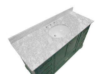 Harper 60-inch Single Vanity Sage Green Cabinet Carrara Marble Top - Countertop