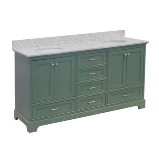 Harper 72-inch Double Sink Green Bathroom Vanity Carrara Marble Top - Side