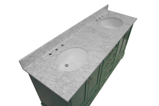 Harper 72-inch Double Sink Green Bathroom Vanity Carrara Marble Top - Countertop