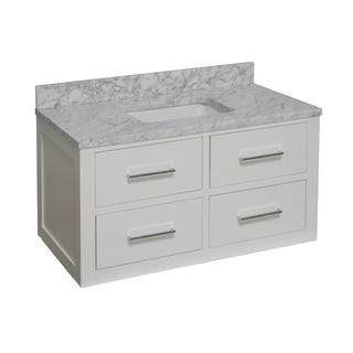 hellsinki 42 inch white bathroom vanity carrara marble countertop