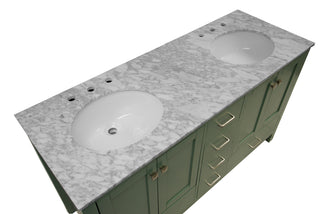 Horizon 60-inch Double Vanity with Carrara Marble Top