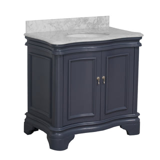 katherine 36 inch marine gray bathroom vanity carrara marble countertop