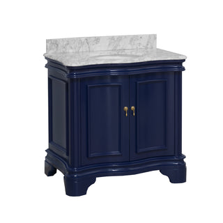 katherine 36 inch royal blue bathroom vanity carrara marble countertop