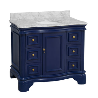 katherine 42 inch royal blue bathroom vanity carrara marble countertop