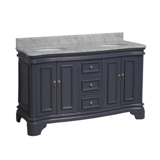 katherine 60 inch marine gray double bathroom vanity carrara marble countertop