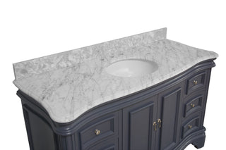Katherine 60-inch Traditional Single Vanity Charcoal Gray Cabinet Marble Top - Countertop