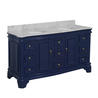 katherine 72 inch royal blue bathroom vanity carrara marble countertop
