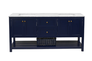 Lakeshore 72" Modern Blue Open Shelf Vanity Marble Top - Front