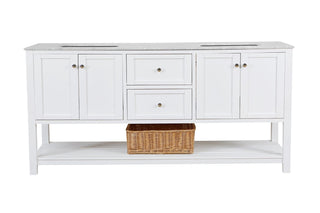 Lakeshore 72" Modern White Open Shelf Vanity Marble Top - Front
