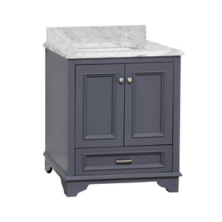 nantucket 30 inch marine gray bathroom vanity carrara marble countertop