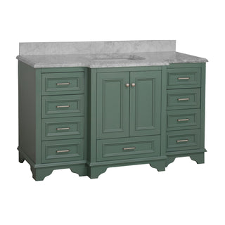 Nantucket 60 Single Bathroom Vanity Traditional Green Cabinet with Carrara Marble - Side