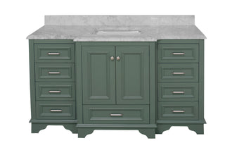Nantucket 60 Single Bathroom Vanity Traditional Green Cabinet with Carrara Marble - Front
