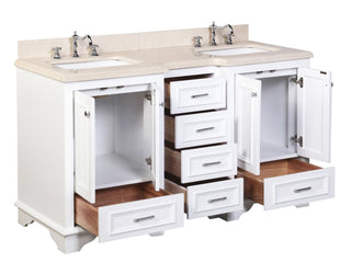 Nantucket 60-inch Double Vanity with Crema Marfil Top