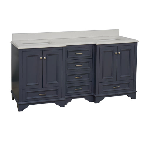 Nantucket 72" Traditional Double Bathroom Vanity with Quartz Top