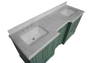 Nantucket 72-inch Traditional Double Vanity Green Cabinet Carrara Marble Top - Countertop