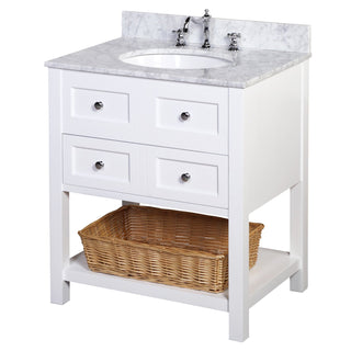New Yorker 30-inch Vanity with Carrara Marble Top