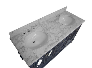 Olivia 60-inch Double Vanity with Carrara Marble Top