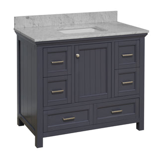pagie 42 inch marine gray bathroom vanity carrara marble countertop