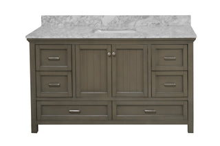 Paige 60-inch Single Bathroom Vanity Coastal Weathered Cabinet Marble Top - Front