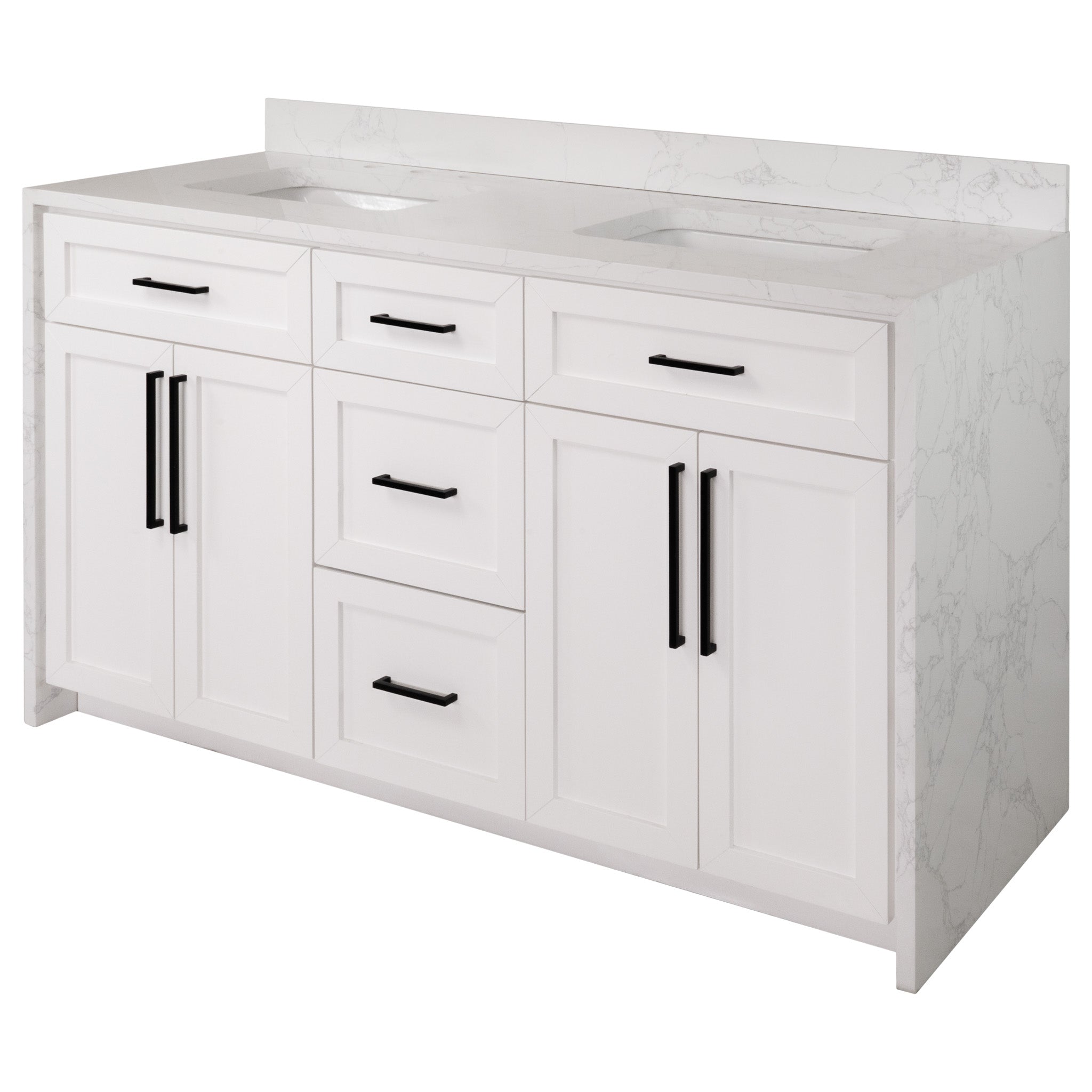 Palisade 60-inch Double Bathroom Vanity with Engineered Marble Top ...