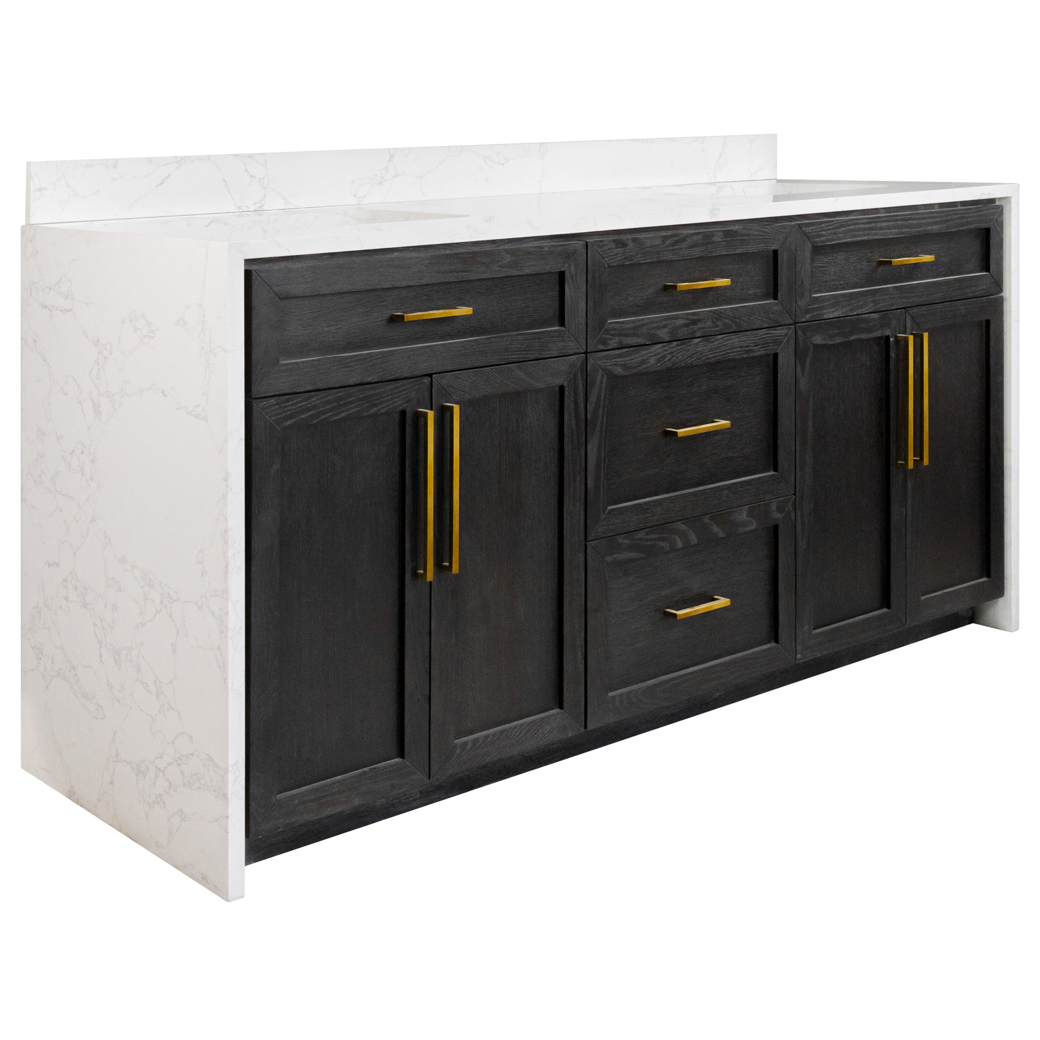 Palisade 72-inch Double Bathroom Vanity with Engineered Marble Top ...